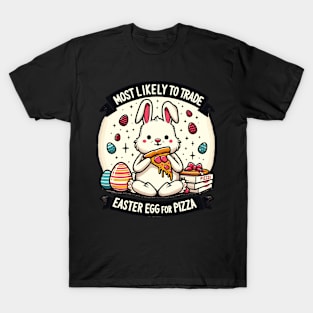 Pizza-Loving Bunny Easter Egg Trade-Off Design T-Shirt